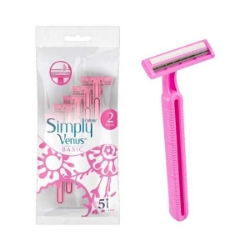 خود تراش ژیلت 2لبه مدل simply venus بسته 5 عددی